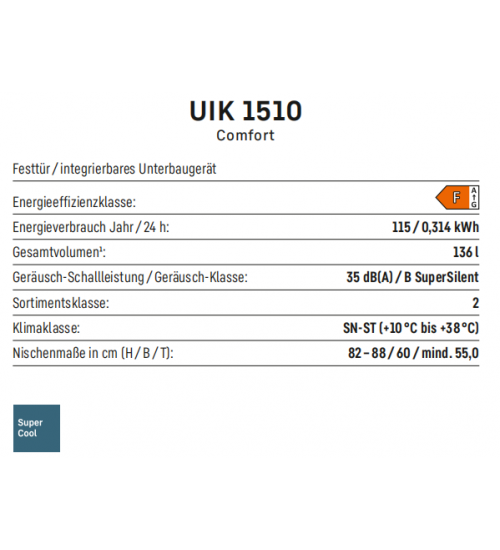 LIEBHERR利勃海尔 UIK 1510  台下嵌入式单门冰箱